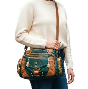 Hobo Green and Brown Shoulder Bag